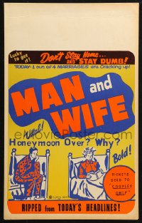 4k0330 MAN & WIFE WC 1965 if your honeymoon is over, don't stay home & stay dumb, rare!