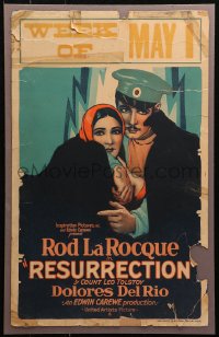 4k0360 RESURRECTION WC 1927 art of Russian Count Rod La Rocque holding Dolores del Rio, rare!