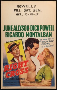 4k0361 RIGHT CROSS WC 1950 Ricardo Montalban knew how to treat June Allyson rough, Dick Powell, rare!
