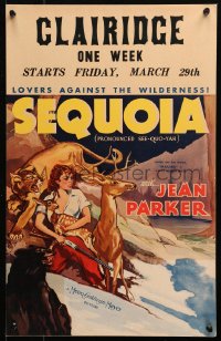 4k0369 SEQUOIA WC 1934 art of pretty Jean Parker with rifle & animals in the wilderness, very rare!