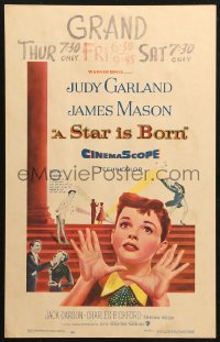 4k0377 STAR IS BORN WC 1954 great close up art of Judy Garland, James Mason, classic!