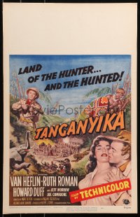 4k0383 TANGANYIKA WC 1954 Van Heflin & Ruth Roman in Africa, the land of the hunter & hunted, rare!