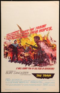 4k0390 TRAIN WC 1965 art of Burt Lancaster & Paul Scofield in WWII, directed by John Frankenheimer!