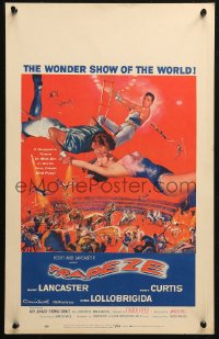 4k0391 TRAPEZE WC 1956 great circus art of Burt Lancaster, Gina Lollobrigida & Tony Curtis, rare!