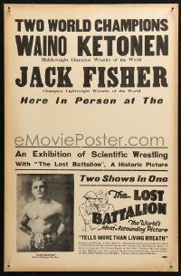 4k0393 TWO WORLD CHAMPIONS/LOST BATTALION WC 1920s champion wrestlers + old war movie, rare!