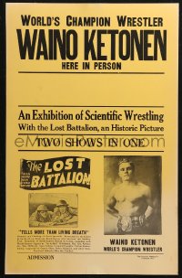 4k0396 WAINO KETONEN/LOST BATTALION WC 1920s scientific wrestling + old war movie, very rare!