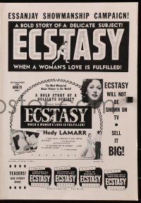 4k0052 ECSTASY pressbook R1953 Hedy Lamarr's early nudie, a bold story of a delicate subject!