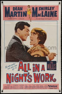 4m0605 ALL IN A NIGHT'S WORK 1sh 1961 Dean Martin, sexy Shirley MacLaine wearing only a towel!