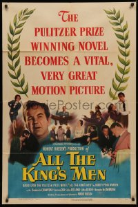 4m0606 ALL THE KING'S MEN 1sh 1949 Louisiana Governor Huey Long biography with Broderick Crawford!