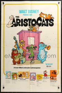 4m0621 ARISTOCATS 1sh R1980 Walt Disney feline jazz musical cartoon, great art of cats!