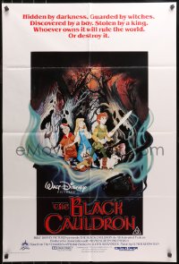 4m0292 BLACK CAULDRON Aust 1sh 1985 first Walt Disney CG, cool fantasy art by Paul Wenzel!
