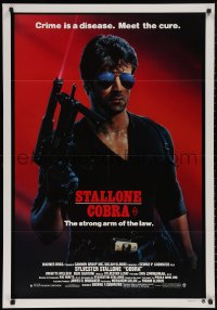 4m0295 COBRA Aust 1sh 1986 crime is a disease and Sylvester Stallone is the cure, John Alvin art!