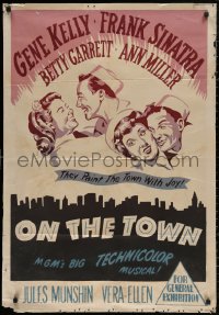 4m0313 ON THE TOWN Aust 1sh 1950 Gene Kelly, Frank Sinatra, sexy Ann Miller, different!