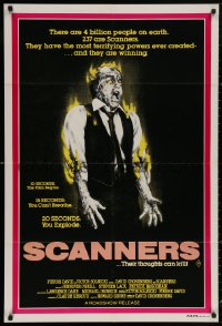4m0323 SCANNERS Aust 1sh 1981 David Cronenberg, in 20 seconds your head explodes!