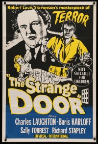 4m0327 STRANGE DOOR Aust 1sh 1952 Charles Laughton, Sally Forrest, Boris Karloff!