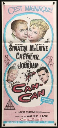 4m0368 CAN-CAN Aust daybill 1960 Frank Sinatra, Shirley MacLaine, Maurice Chevalier & Jourdan