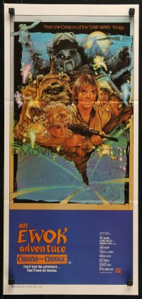 4m0372 CARAVAN OF COURAGE Aust daybill 1984 An Ewok Adventure, Star Wars, art by Drew Struzan!