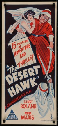 4m0390 DESERT HAWK 2nd printing Aust daybill 1950s Gilbert Roland, Mona Maris, serial!