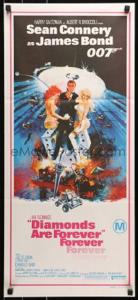 4m0391 DIAMONDS ARE FOREVER Aust daybill 1971 art of Connery as James Bond by Robert McGinnis!