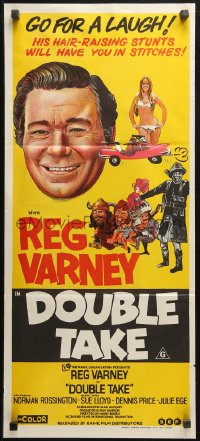 4m0393 DOUBLE TAKE Aust daybill 1972 Go For a Take, Varney's stunts will have you in stitches!