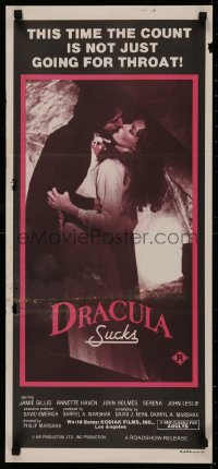 4m0394 DRACULA SUCKS Aust daybill 1980 this time the Count is not just going for throat!