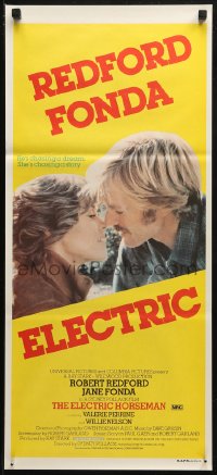 4m0397 ELECTRIC HORSEMAN Aust daybill 1980 Sydney Pollack, Robert Redford & Jane Fonda!