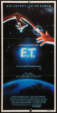 4m0395 E.T. THE EXTRA TERRESTRIAL Aust daybill 1982 Steven Spielberg classic, John Alvin art!