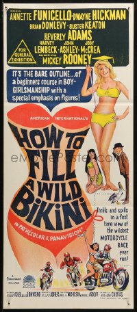 4m0437 HOW TO STUFF A WILD BIKINI Aust daybill 1965 Annette Funicello, Buster Keaton, bikini art!