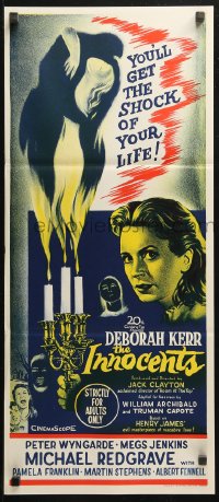 4m0443 INNOCENTS Aust daybill 1962 Deborah Kerr is outstanding in Henry James' classic horror story!