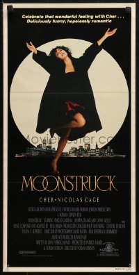 4m0468 MOONSTRUCK Aust daybill 1987 Cher in front of New York City skyline, Norman Jewison!