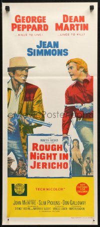 4m0493 ROUGH NIGHT IN JERICHO Aust daybill 1967 Dean Martin & George Peppard with guns drawn!