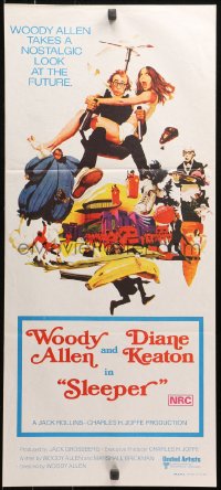 4m0504 SLEEPER Aust daybill 1974 Woody Allen, Diane Keaton, wacky futuristic sci-fi comedy!