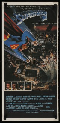 4m0521 SUPERMAN II Aust daybill 1981 Christopher Reeve, Terence Stamp, cool art by Daniel Goozee!