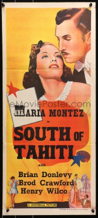 4m0542 UNIVERSAL Aust daybill 1941 advertises South of Tahiti but has art of Vincent Price & Hodges!
