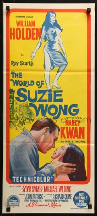 4m0565 WORLD OF SUZIE WONG Aust daybill 1960 William Holden was the first man that Kwan ever loved!