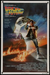 4m0629 BACK TO THE FUTURE NSS style 1sh 1985 art of Michael J. Fox & Delorean by Drew Struzan!