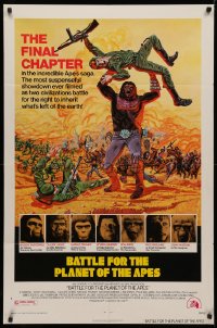 4m0641 BATTLE FOR THE PLANET OF THE APES 1sh 1973 great sci-fi artwork of war between apes & humans!