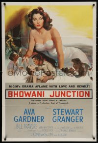 4m0655 BHOWANI JUNCTION 1sh 1955 Morr Kusnet art of sexy Eurasian beauty Ava Gardner & Granger!