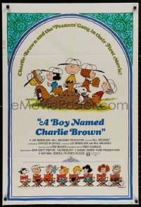 4m0683 BOY NAMED CHARLIE BROWN 1sh 1970 baseball art of Snoopy & the Peanuts by Charles M. Schulz!