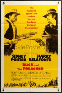 4m0688 BUCK & THE PREACHER 1sh 1972 western cowboys Sidney Poitier and Harry Belafonte face off!