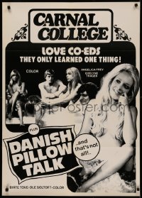 4m0582 CARNAL COLLEGE/DANISH PILLOW TALK Canadian 1sh 1976 Romantik pa Sengekanten, different & sexy!