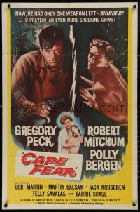 4m0705 CAPE FEAR 1sh 1962 Gregory Peck, Robert Mitchum, Polly Bergen, classic noir, Terror!