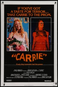 4m0708 CARRIE 1sh 1976 Stephen King, Sissy Spacek before and after her bloodbath at the prom!