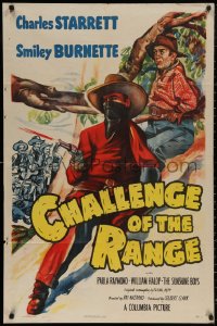 4m0710 CHALLENGE OF THE RANGE 1sh 1949 Charles Starrett, Burnette in an action-'n-rhythm rampage!
