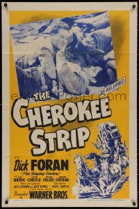 4m0716 CHEROKEE STRIP 1sh R1943 singing cowboy Dick Foran fighting bad guy, & art of stagecoach!