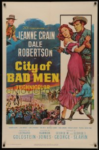 4m0722 CITY OF BAD MEN 1sh 1953 Jeanne Crain, Dale Robertson, Richard Boone, cowboys & boxing art