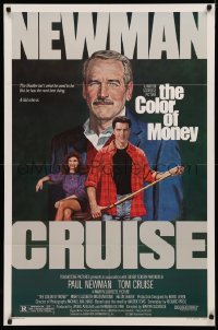 4m0732 COLOR OF MONEY 1sh 1986 Robert Tanenbaum art of Paul Newman & Tom Cruise playing pool!
