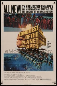 4m0741 CONQUEST OF THE PLANET OF THE APES style B 1sh 1972 Roddy McDowall, apes are revolting!