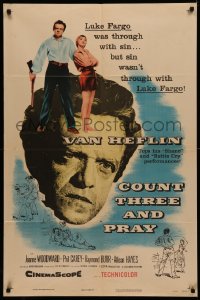 4m0745 COUNT THREE & PRAY 1sh 1955 images of Van Heflin, who tops his performance in Shane!