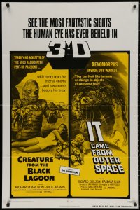 4m0749 CREATURE FROM THE BLACK LAGOON/IT CAME FROM OUTER SPACE 1sh 1972 horror double-bill!